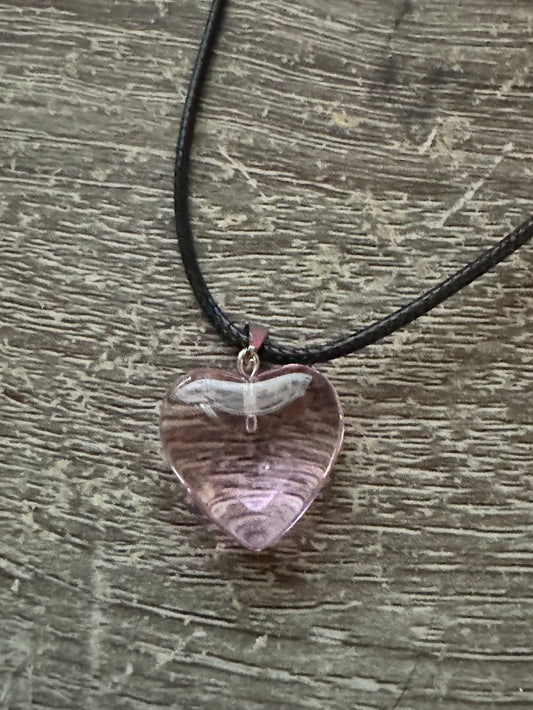 Healing Crystal Cherry Quartz heart shape necklace