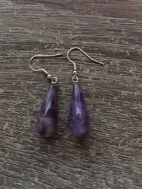 Handmade Amethyst Healing Crystal Drop Earrings